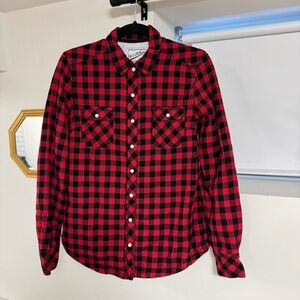 Women’s Lined Lumberjack Checkered Long Sleeve Shirt